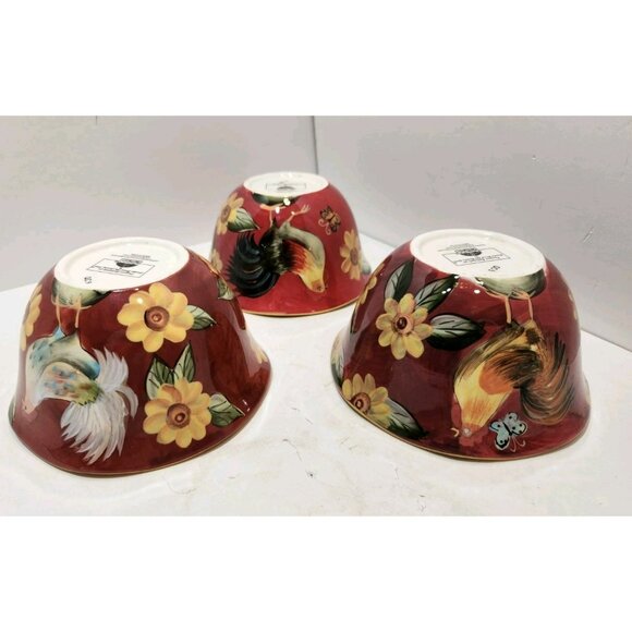 Susan Winget Rooster And Sunflower Cereal Soup Bowls Set of 4 Cracker Barrel - Picture 4 of 16